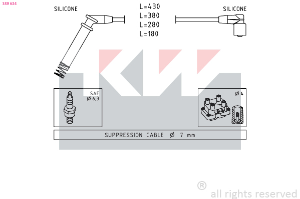 KW Gyújtókábel készlet 359634_KW